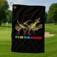 It's Ok To Be Different Dinosaur Autism Awareness Golf Towel