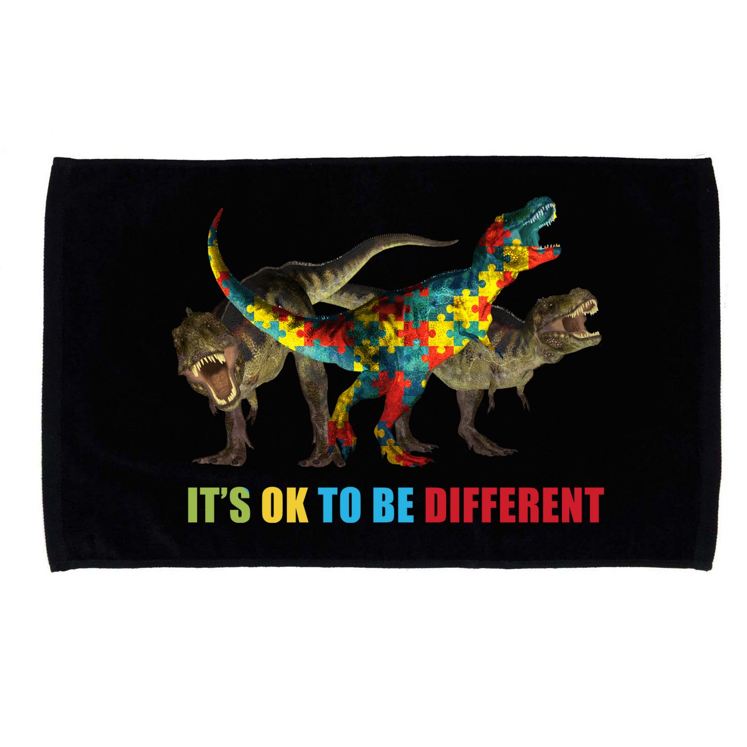 It's Ok To Be Different Dinosaur Autism Awareness Microfiber Hand Towel
