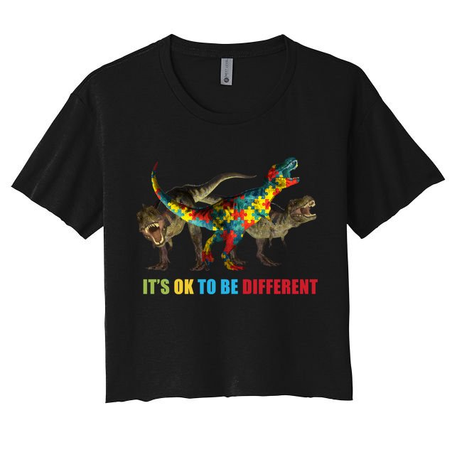 It's Ok To Be Different Dinosaur Autism Awareness Crop Top