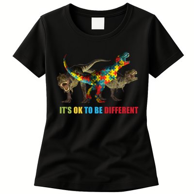 It's Ok To Be Different Dinosaur Autism Awareness Womens T-Shirt