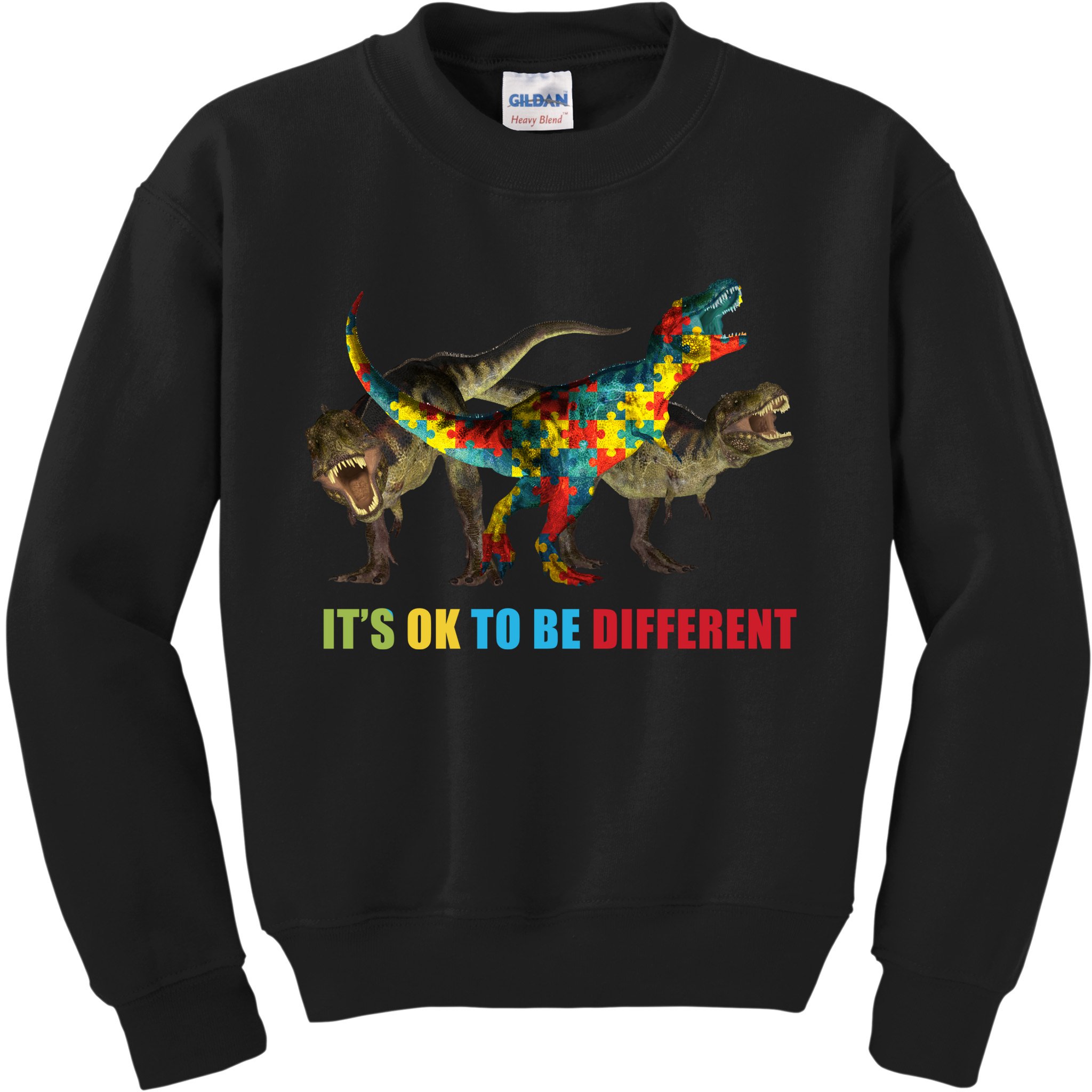 It's Ok To Be Different Dinosaur Autism Awareness Kids Sweatshirt