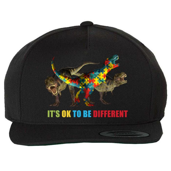It's Ok To Be Different Dinosaur Autism Awareness Wool Snapback Cap