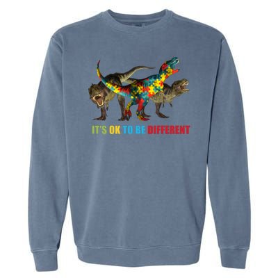 It's Ok To Be Different Dinosaur Autism Awareness Garment-Dyed Sweatshirt