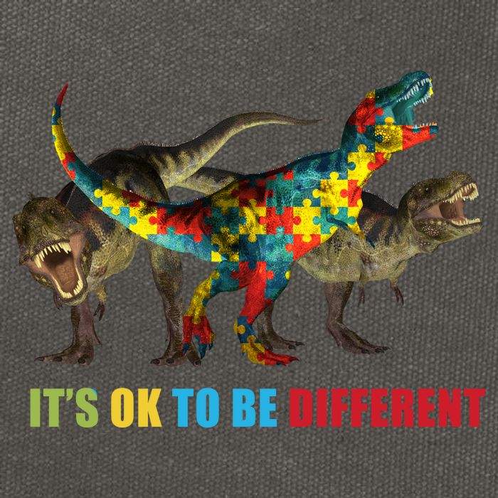 It's Ok To Be Different Dinosaur Autism Awareness Cotton Canvas Backpack