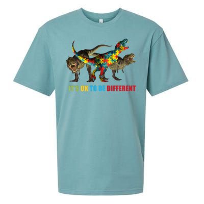 It's Ok To Be Different Dinosaur Autism Awareness Sueded Cloud Jersey T-Shirt