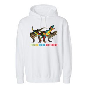 It's Ok To Be Different Dinosaur Autism Awareness Garment-Dyed Fleece Hoodie