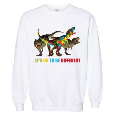 It's Ok To Be Different Dinosaur Autism Awareness Garment-Dyed Sweatshirt