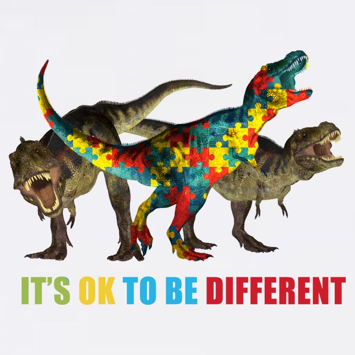 It's Ok To Be Different Dinosaur Autism Awareness Garment-Dyed Sweatshirt