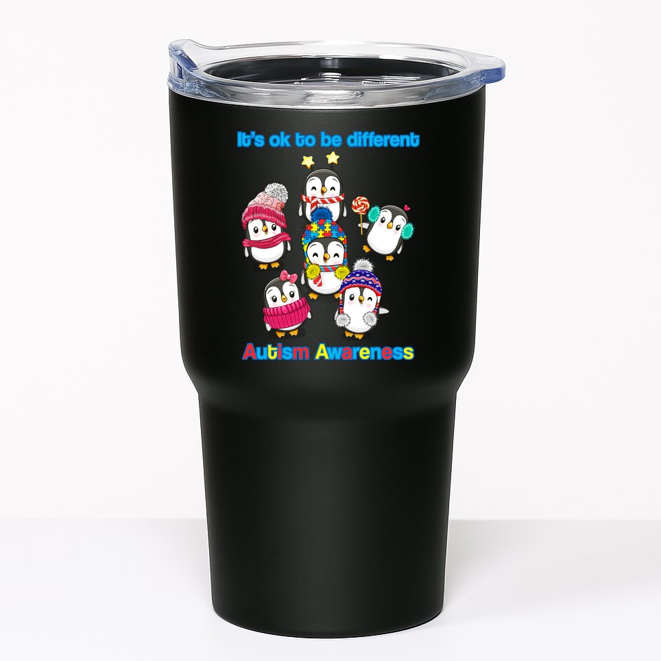 It's Ok To Be Different Penguins Autism Tumbler