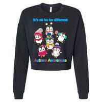 It's Ok To Be Different Penguins Autism Cropped Pullover Crew
