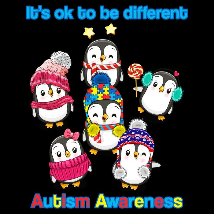 It's Ok To Be Different Penguins Autism Cropped Pullover Crew
