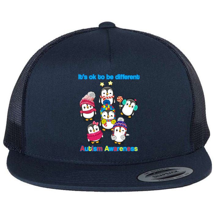It's Ok To Be Different Penguins Autism Flatbill Hat