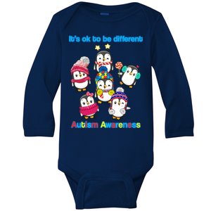 It's Ok To Be Different Penguins Autism Baby Long Sleeve Bodysuit