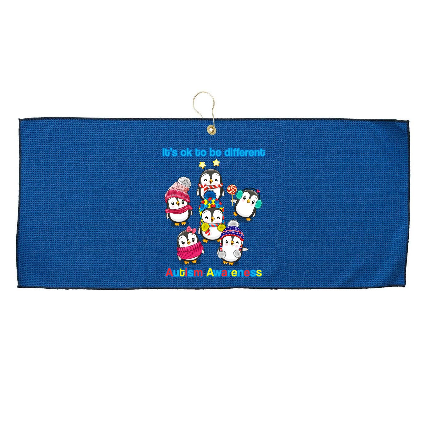 It's Ok To Be Different Penguins Autism Large Microfiber Waffle Golf Towel
