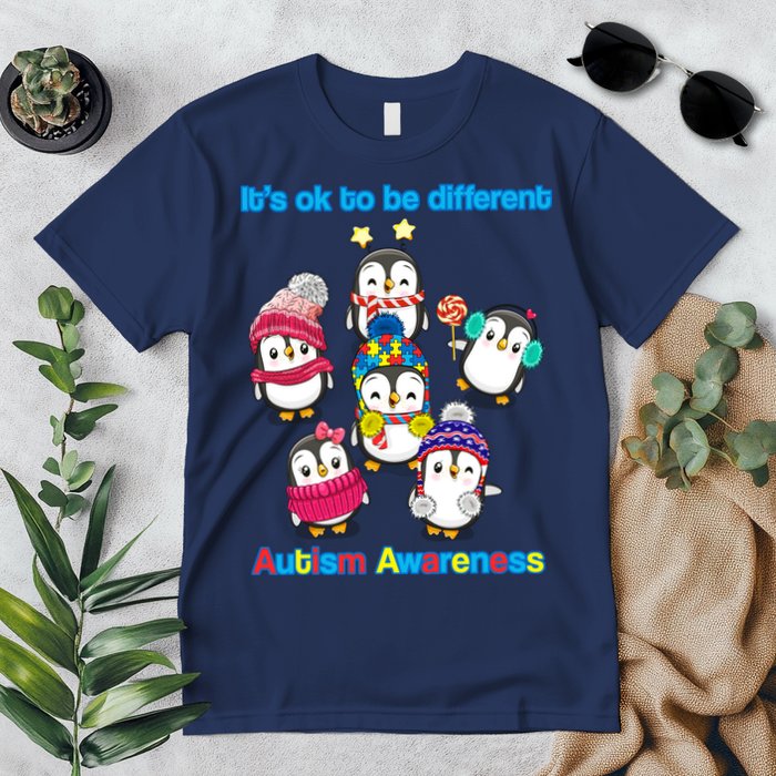 It's Ok To Be Different Penguins Autism Premium T-Shirt