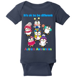 It's Ok To Be Different Penguins Autism Baby Bodysuit