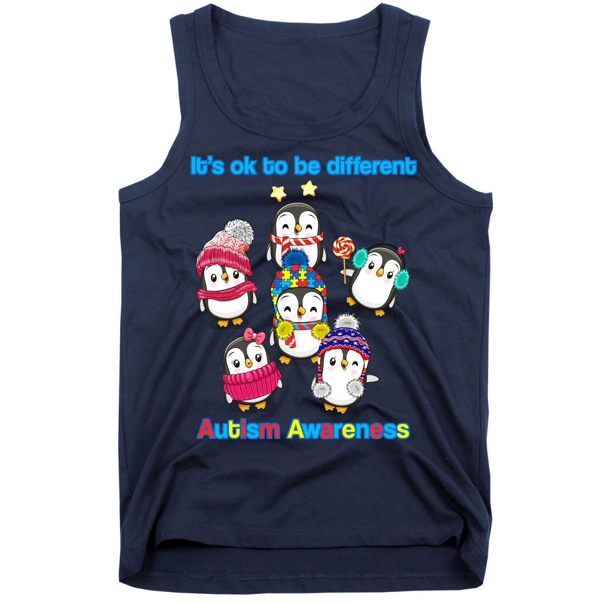 It's Ok To Be Different Penguins Autism Tank Top