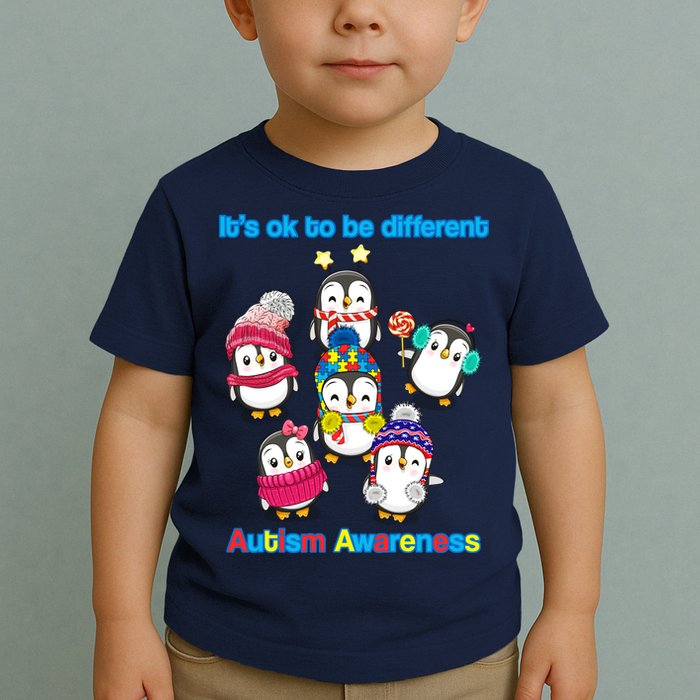 It's Ok To Be Different Penguins Autism Toddler T-Shirt