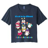 It's Ok To Be Different Penguins Autism Women's Crop Top Tee