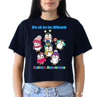 It's Ok To Be Different Penguins Autism Women's Crop Top Tee