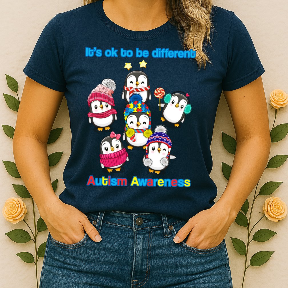 It's Ok To Be Different Penguins Autism Womens T-Shirt