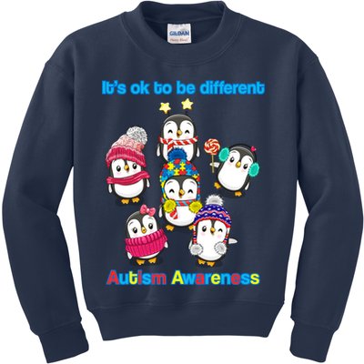 It's Ok To Be Different Penguins Autism Kids Sweatshirt