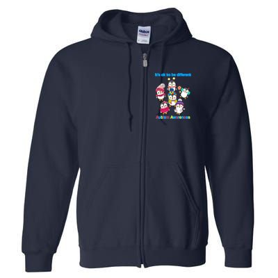 It's Ok To Be Different Penguins Autism Full Zip Hoodie