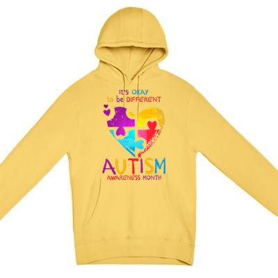 It's Okay To Be Different Autism Awareness Month Premium Pullover Hoodie