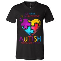 It's Okay To Be Different Autism Awareness Month V-Neck T-Shirt