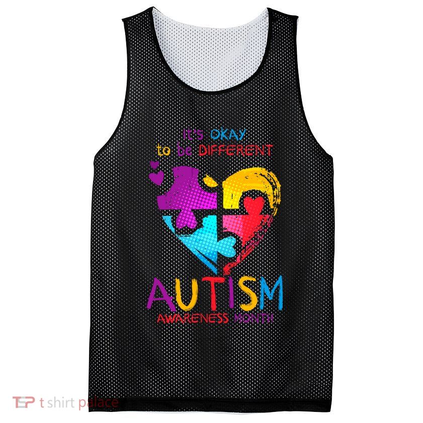 It's Okay To Be Different Autism Awareness Month Mesh Reversible Basketball Jersey Tank