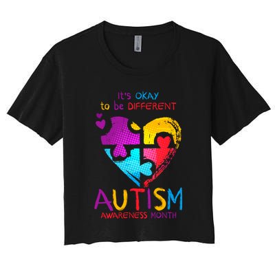 It's Okay To Be Different Autism Awareness Month Women's Crop Top Tee