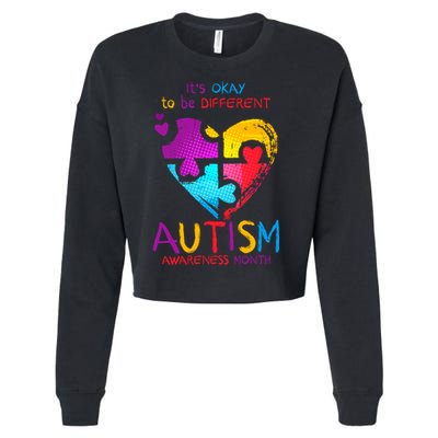 It's Okay To Be Different Autism Awareness Month Cropped Pullover Crew
