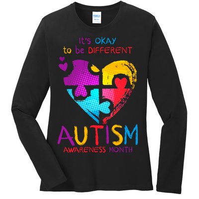 It's Okay To Be Different Autism Awareness Month Ladies Long Sleeve Shirt