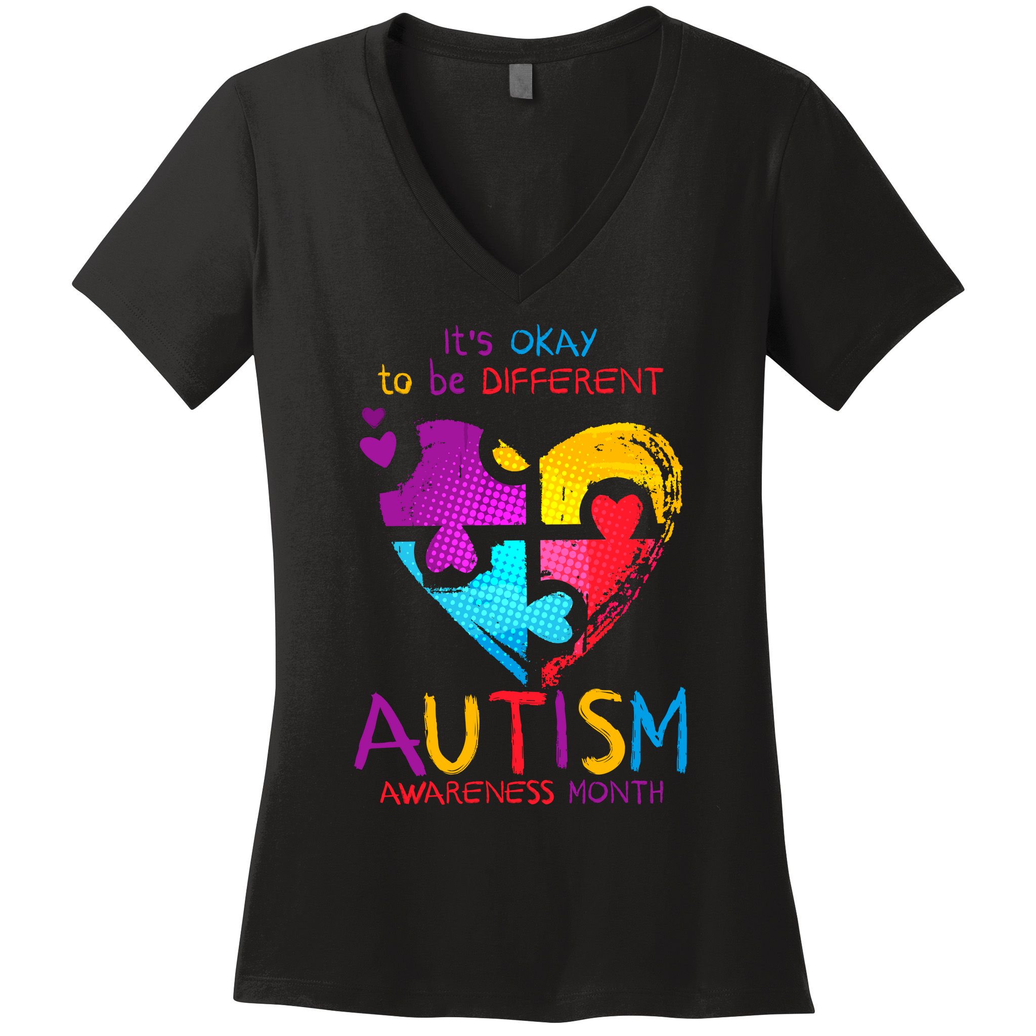 It's Okay To Be Different Autism Awareness Month Women's V-Neck T-Shirt