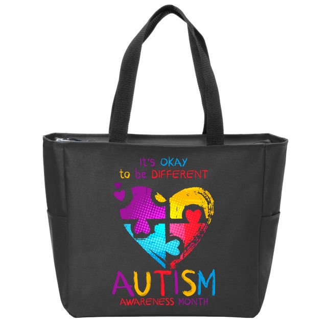 It's Okay To Be Different Autism Awareness Month Zip Tote Bag