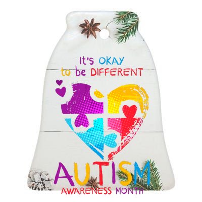 It's Okay To Be Different Autism Awareness Month Ceramic Bell Ornament