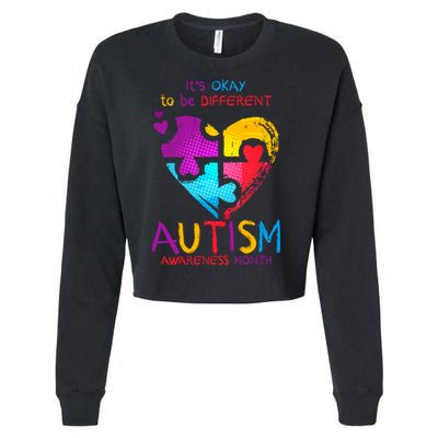 It's Okay To Be Different Autism Awareness Month1 Cropped Pullover Crew
