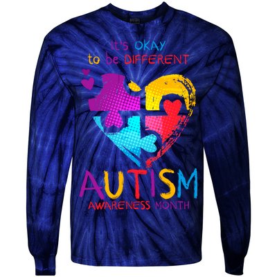 It's Okay To Be Different Autism Awareness Month1 Tie-Dye Long Sleeve Shirt