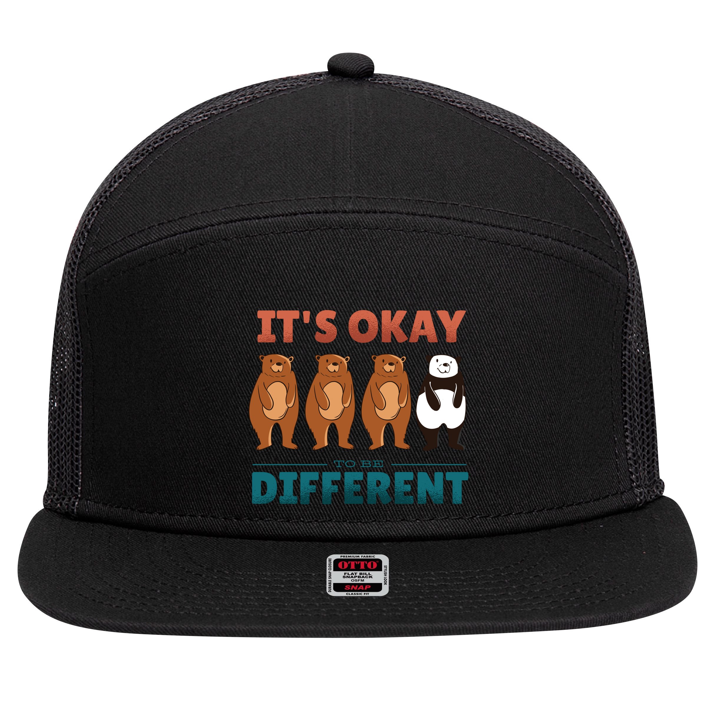 It's Okay To Be Different Bears 7 Panel Mesh Trucker Snapback Hat