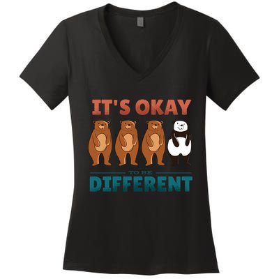 It's Okay To Be Different Bears Women's V-Neck T-Shirt