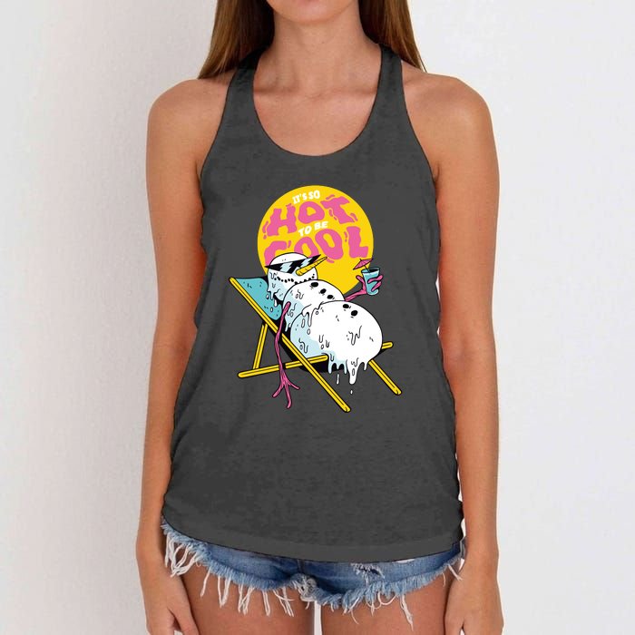 It's So Hot To Be Cool Snowman Women's Knotted Racerback Tank