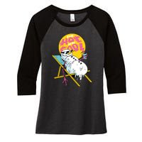 It's So Hot To Be Cool Snowman Women's Tri-Blend 3/4-Sleeve Raglan Shirt