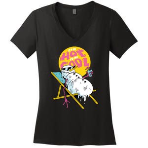 It's So Hot To Be Cool Snowman Women's V-Neck T-Shirt