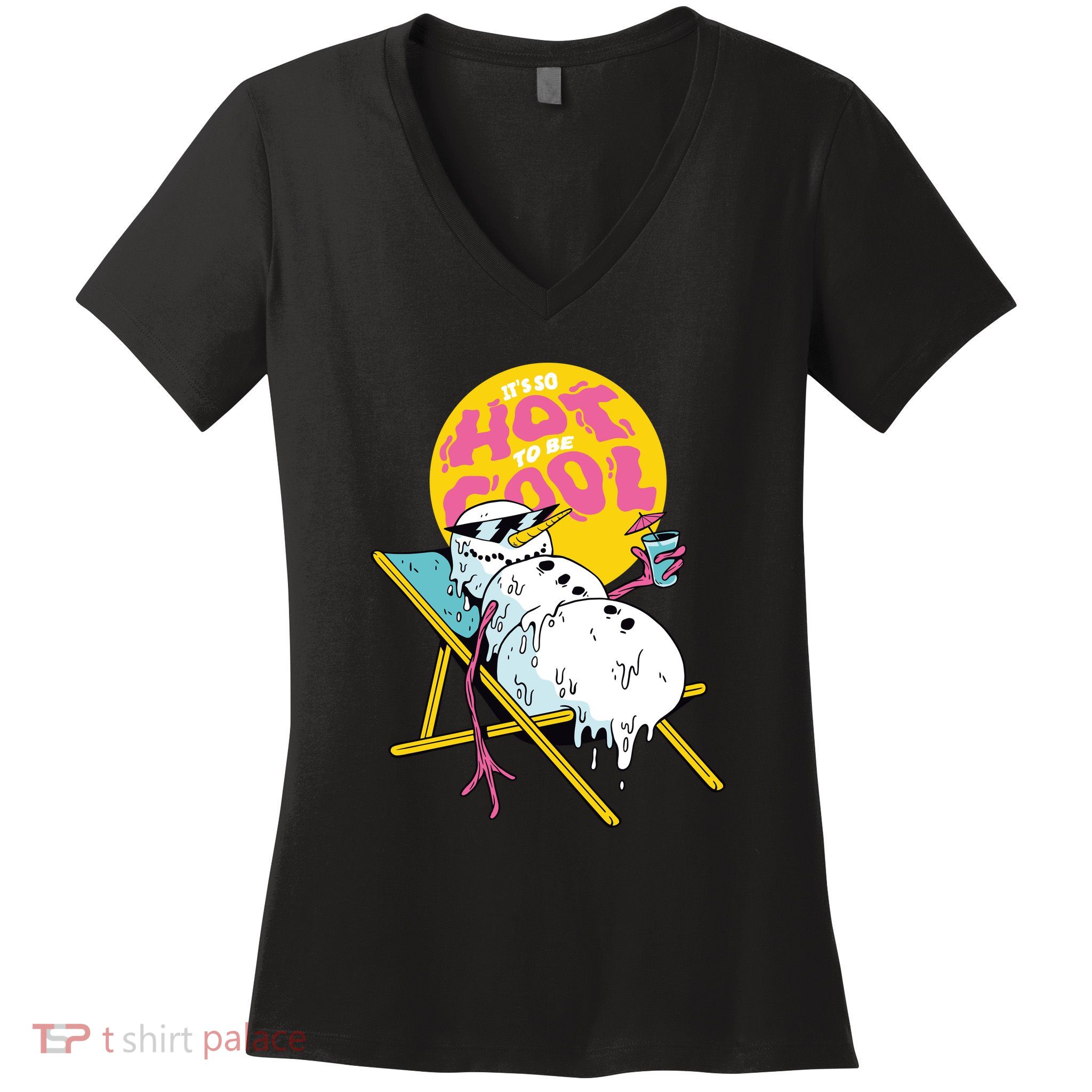 It's So Hot To Be Cool Snowman Women's V-Neck T-Shirt