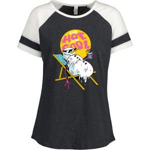 It's So Hot To Be Cool Snowman Enza Ladies Jersey Colorblock Tee