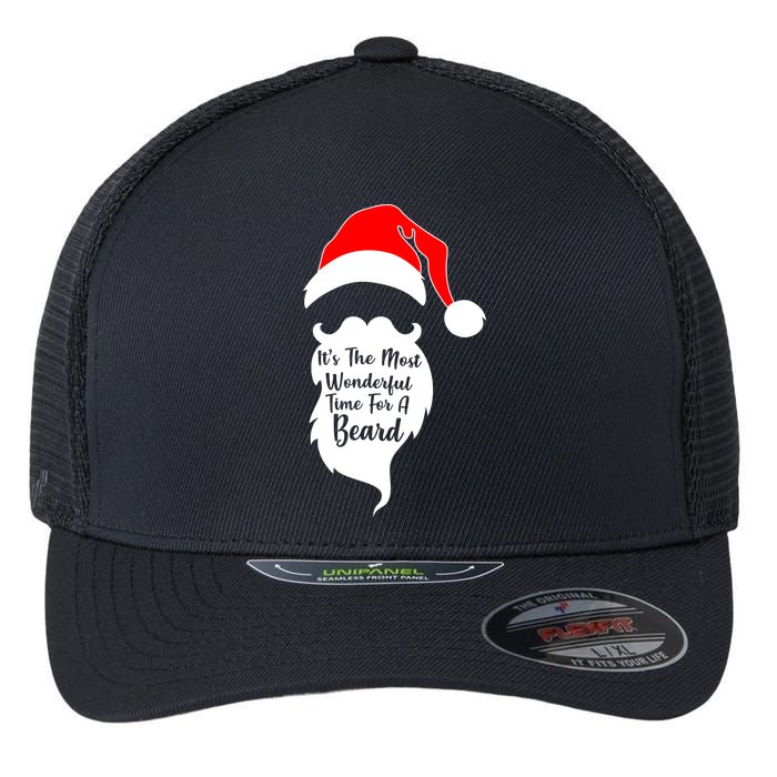 It's The Most Wonderful Time for a Beard Funny Christmas Flexfit Unipanel Trucker Cap