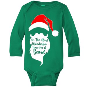 It's The Most Wonderful Time for a Beard Funny Christmas Baby Long Sleeve Bodysuit