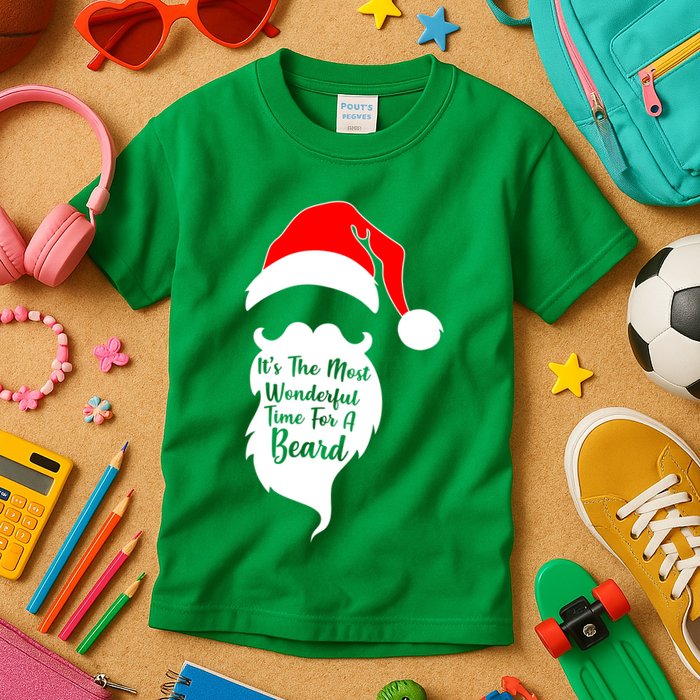 It's The Most Wonderful Time for a Beard Funny Christmas Kids T-Shirt