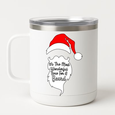 It's The Most Wonderful Time for a Beard Funny Christmas 12 oz Stainless Steel Tumbler Cup