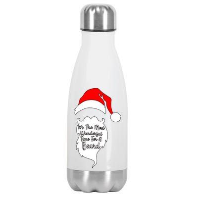 It's The Most Wonderful Time for a Beard Funny Christmas Stainless Steel Insulated Water Bottle